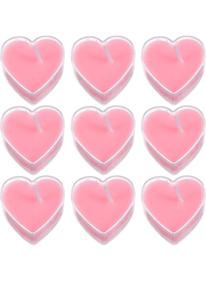 9 Pcs Heart-Shaped Pink PVC Scented Candle Set – Romantic Candles for Valentine’s Day, Anniversaries & Party Decoration - Image 1